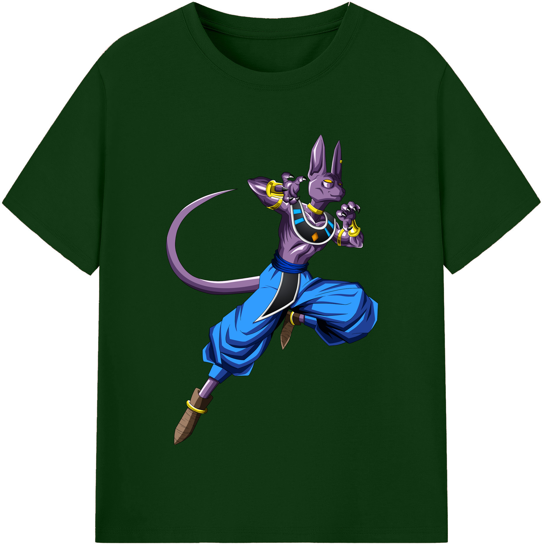（画像用） ドラゴンボール ビルス 破壊神ビルス DRAGON BALL Beerus Birusu 綿100％半袖Tシャツ（フロントプリント）